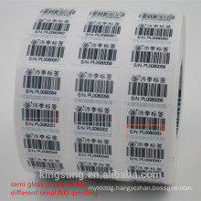 paper, vinly material blank white and color printing barcode sticker with high printing effect